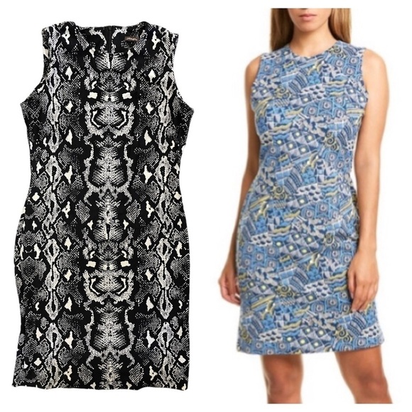 J. McLaughlin Devon Dress Snakeskin Print on Bainbridge Cloth Small See Note - Picture 8 of 9